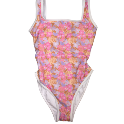 Ocean Isle One Piece- Palm Floral Violet Tiare Hawaii X LainSnow