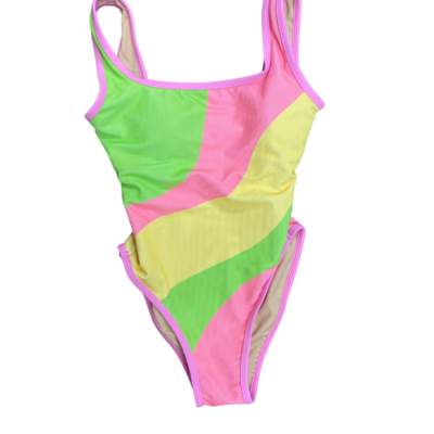 Ocean Isle One Piece- Neon Wave Print- Sherbet