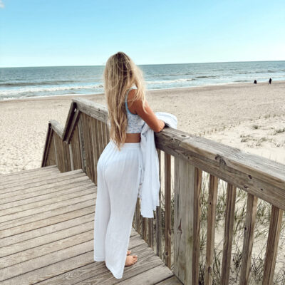 Cropped Seaside Gauze Pants- White